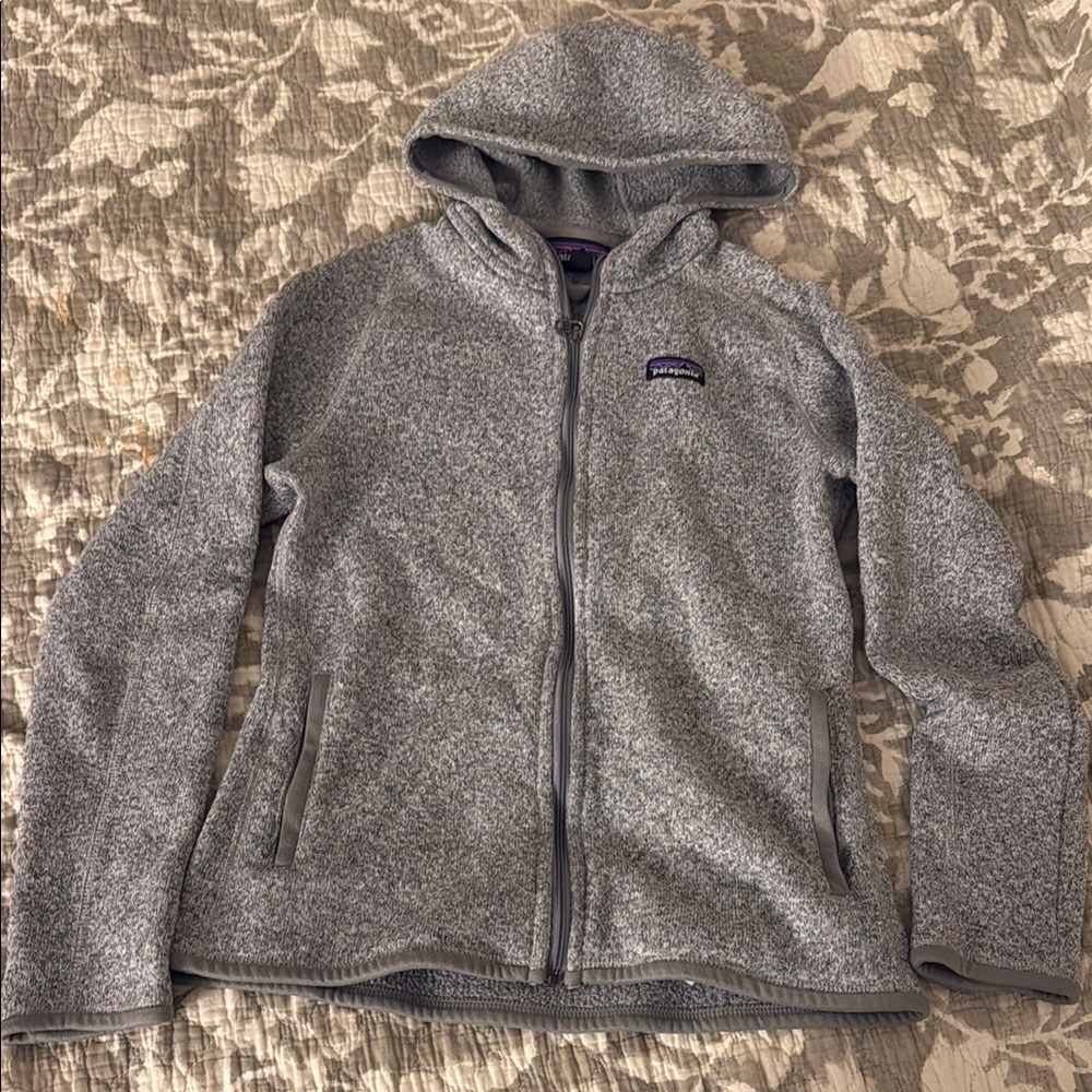 Patagonia Heather Gray Zip-Up Hooded Jacket